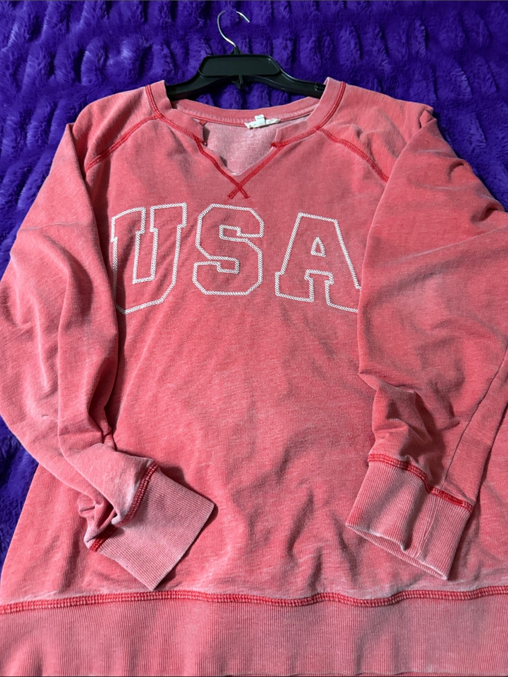 Maurices Coral Pink USA Crewneck Sweatshirt